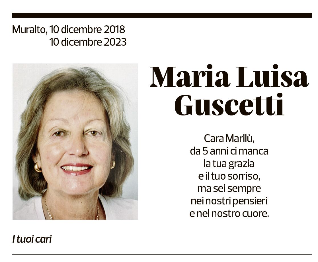 Annuncio funebre Maria Luisa Guscetti