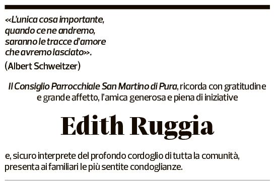 Annuncio funebre Edith Ruggia