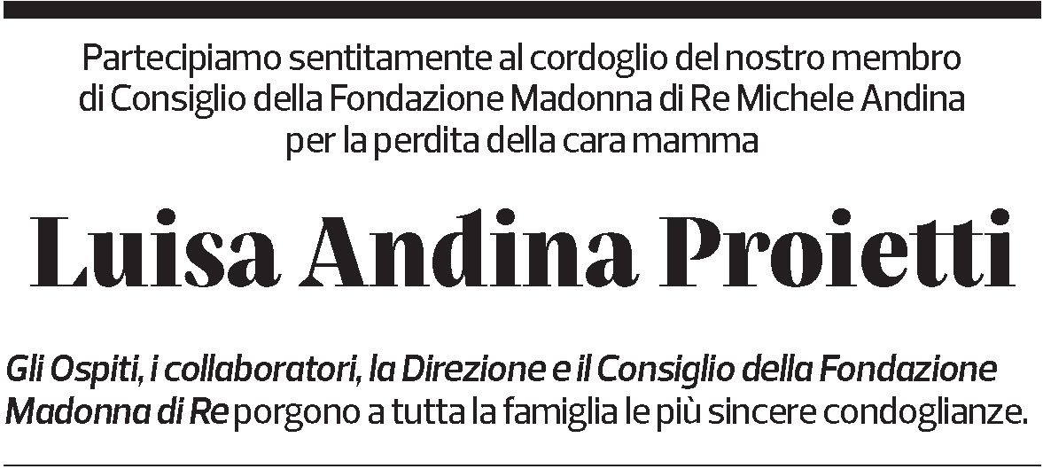 Annuncio funebre Luisa Andina Proietti