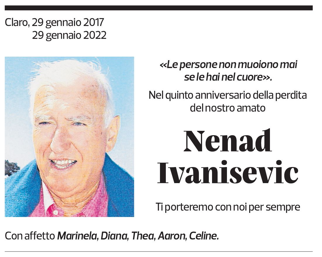 Annuncio funebre Nenad Ivanisevic