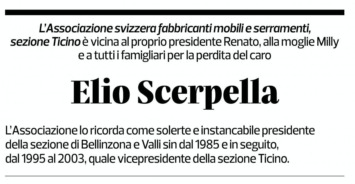 Annuncio funebre Elio Scerpella