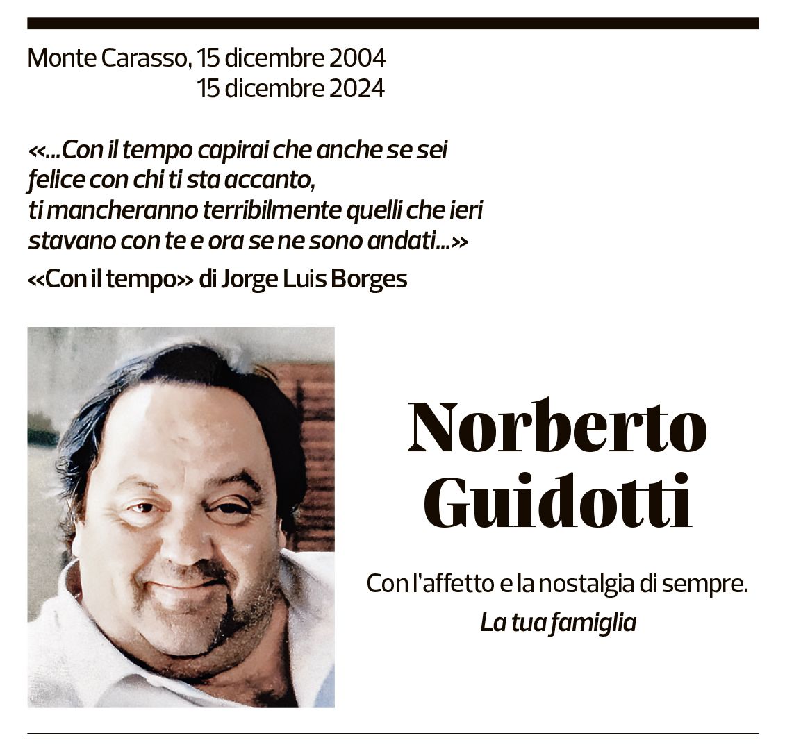 Annuncio funebre Norberto Guidotti