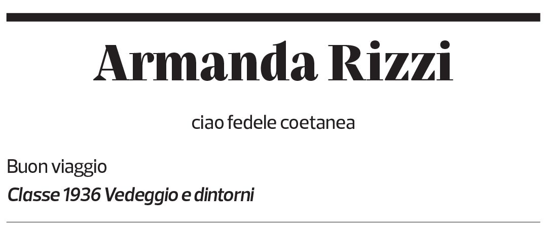 Annuncio funebre Armanda Rizzi