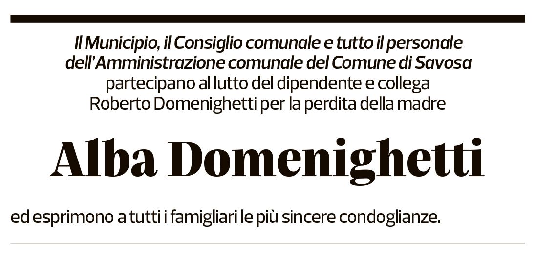 Annuncio funebre Alba Domenighetti