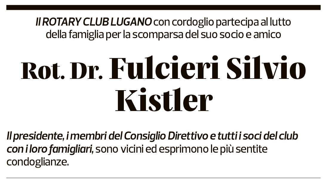 Annuncio funebre Fulcieri Silvio Kistler