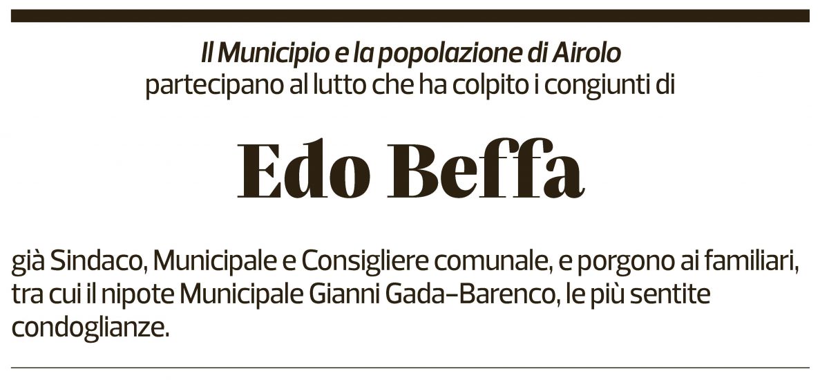 Annuncio funebre Edo Beffa