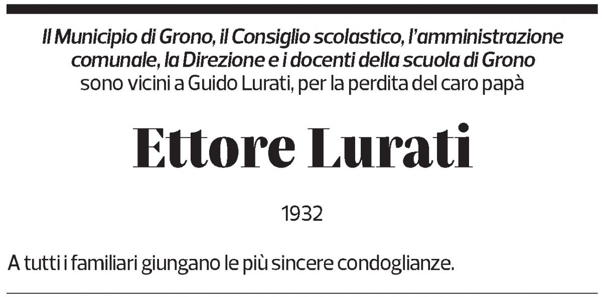 Annuncio funebre Ettore Lurati