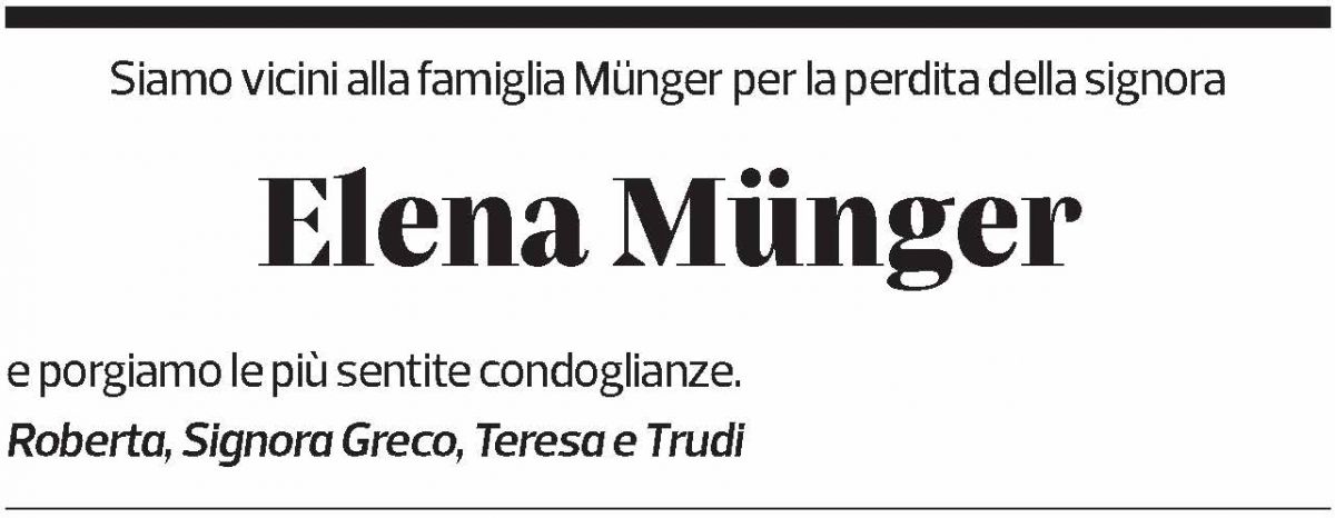 Annuncio funebre Elena Münger