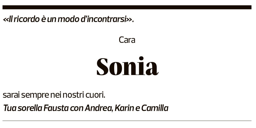 Annuncio funebre Sonia Facchini