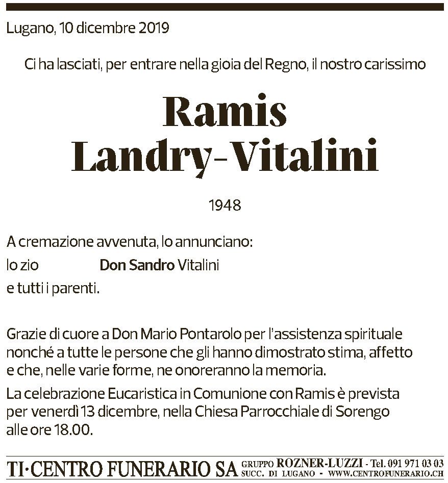 Annuncio funebre Ramis Landry-vitalini
