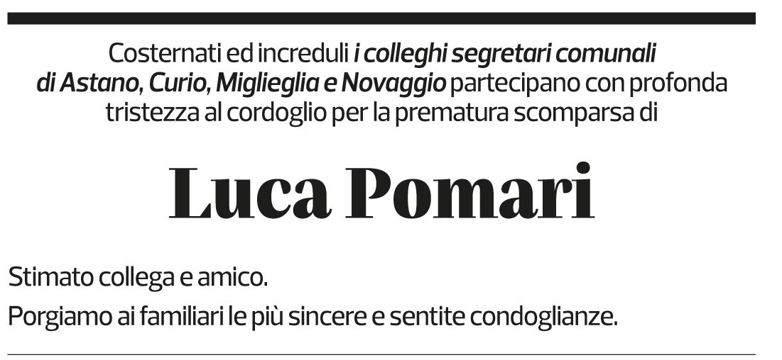 Annuncio funebre Luca Pomari