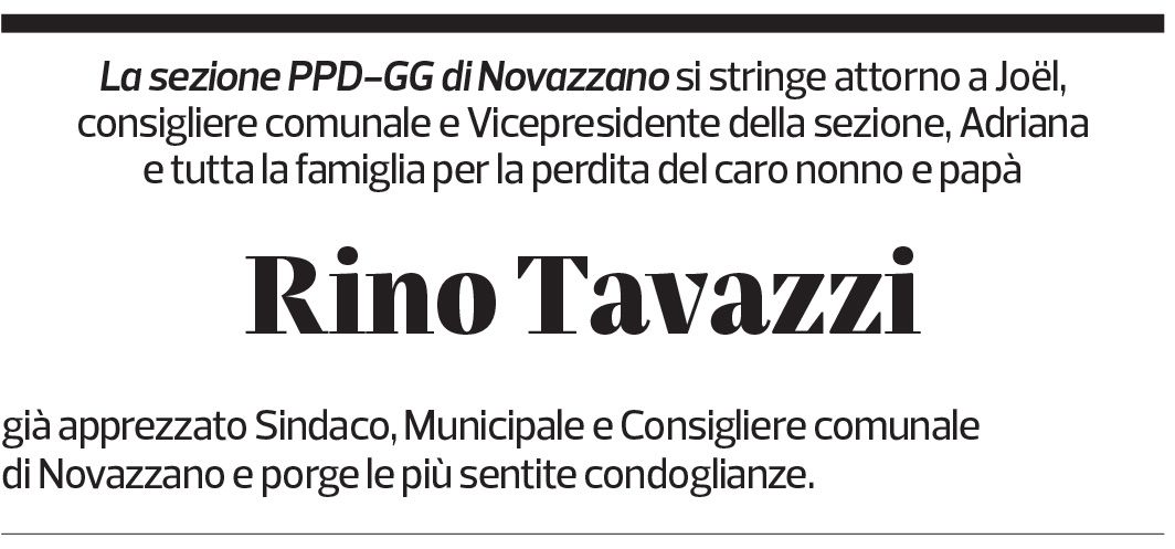 Annuncio funebre Rino Tavazzi