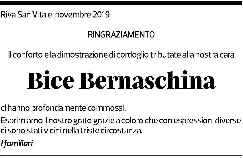 Annuncio funebre Bice Bernaschina