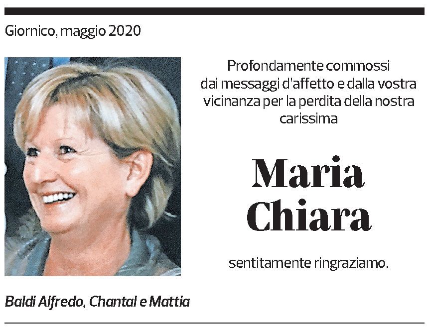 Annuncio funebre Maria Chiara