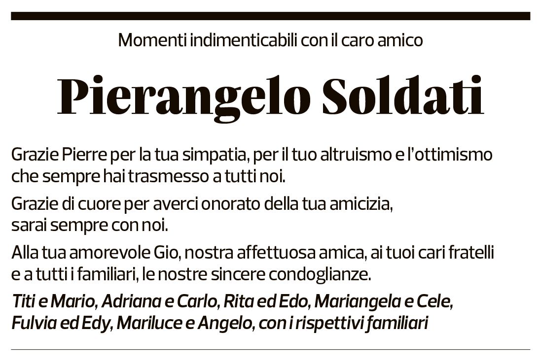 Annuncio funebre Pierangelo Soldati