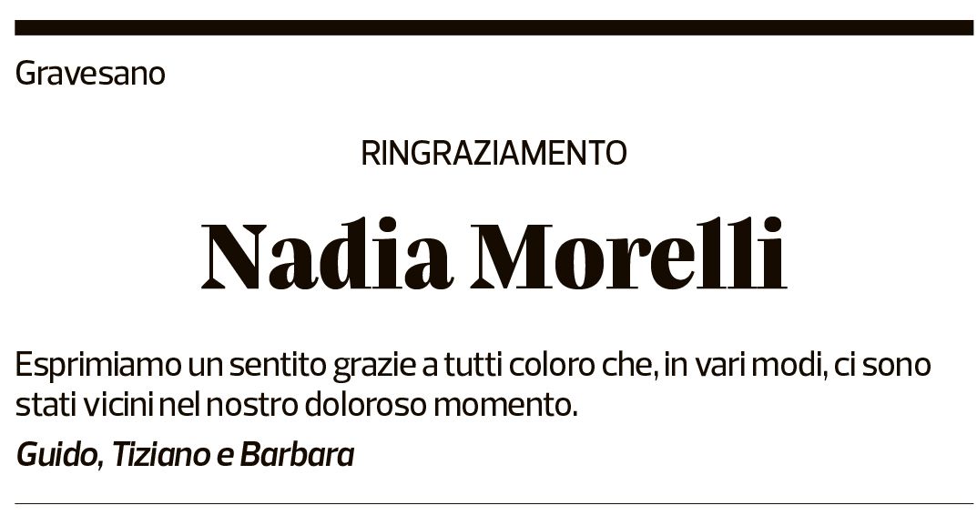 Annuncio funebre Nadia Morelli