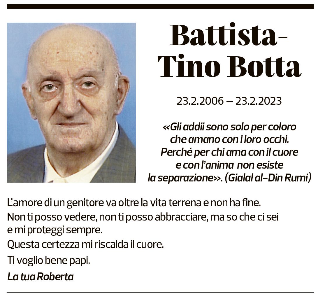 Annuncio funebre Battista-tino Botta