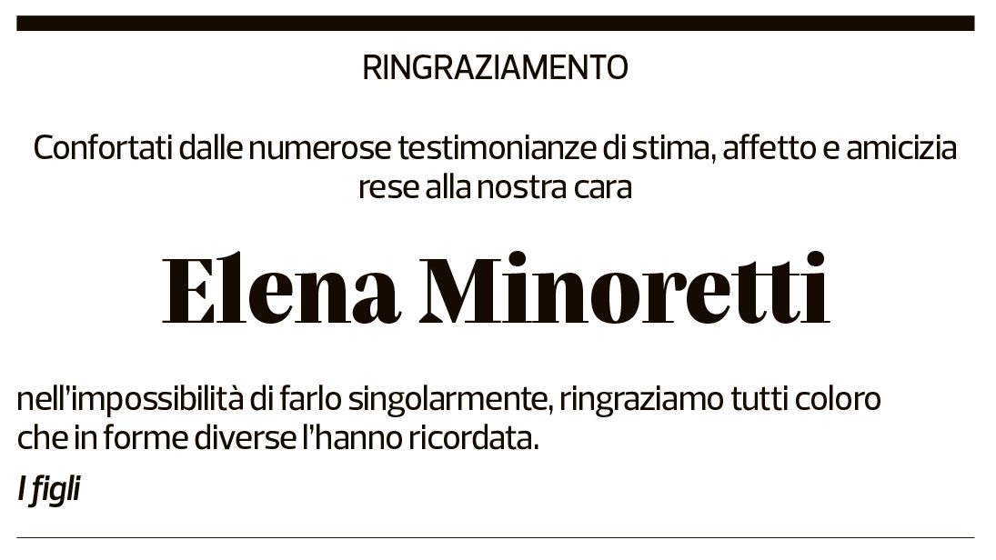 Annuncio funebre Elena Minoretti