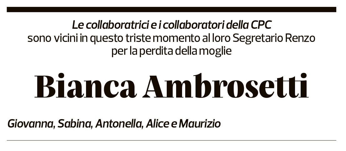 Annuncio funebre Bianca Ambrosetti