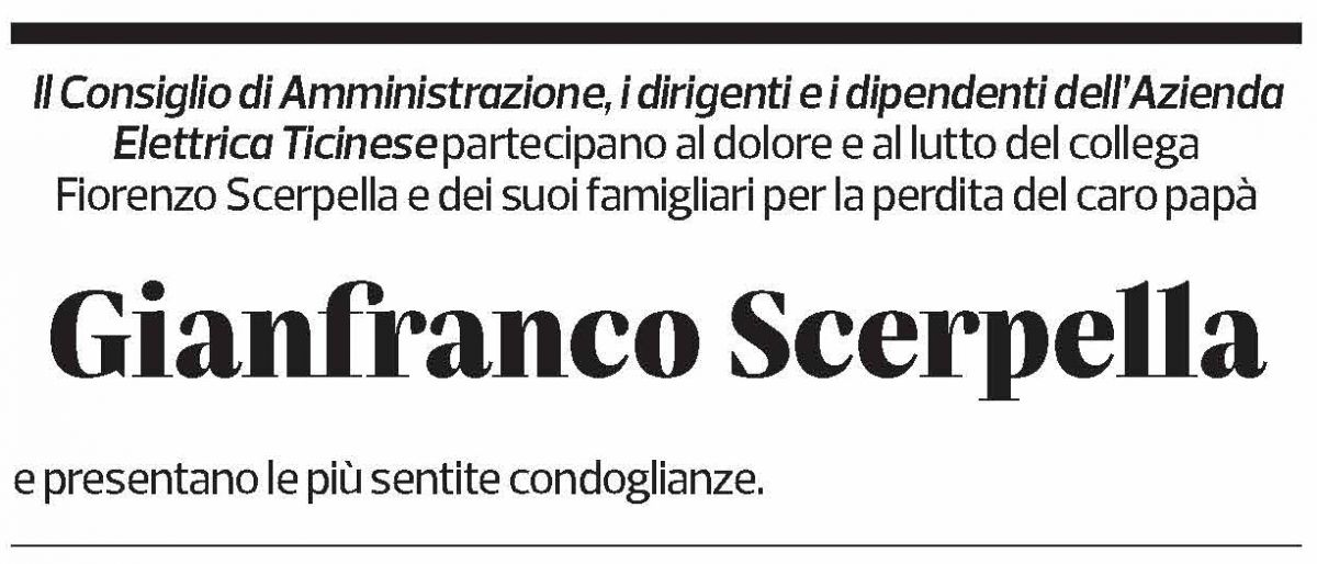 Annuncio funebre Gianfranco Scerpella