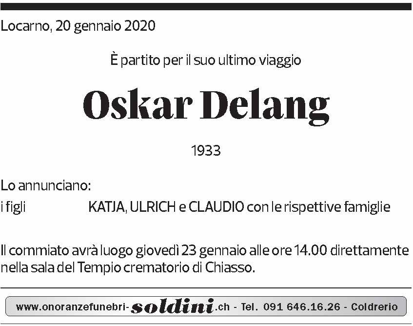 Annuncio funebre Oskar Delang