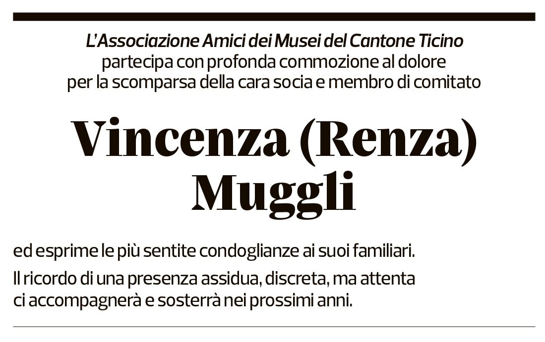 Annuncio funebre Vincenza Muggli Bonfanti