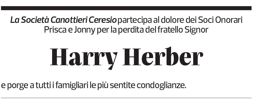 Annuncio funebre Harry Herber