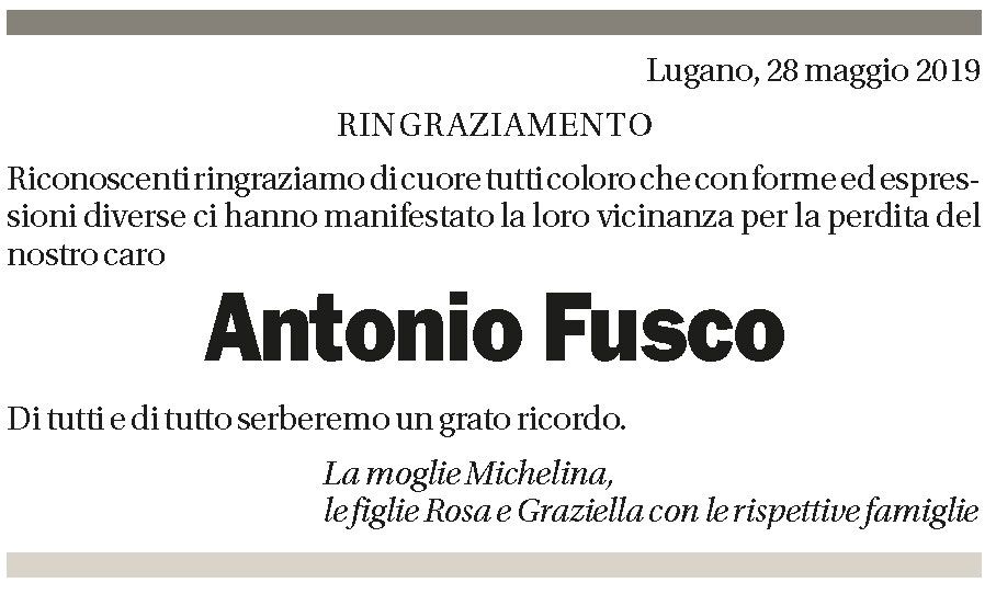 Annuncio funebre Antonio Fusco
