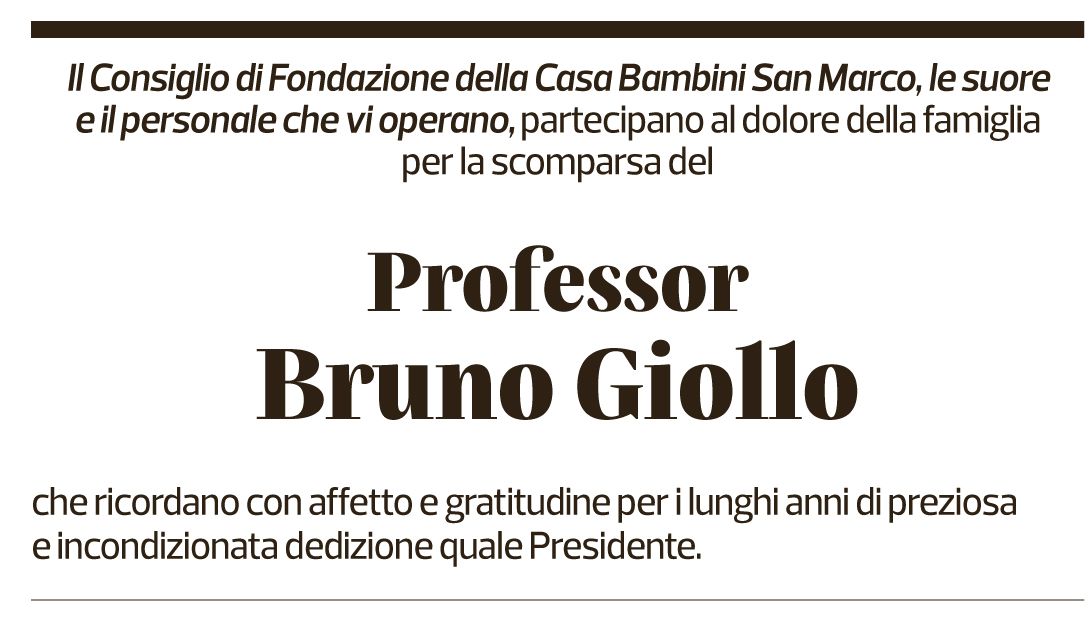 Annuncio funebre Bruno Giollo