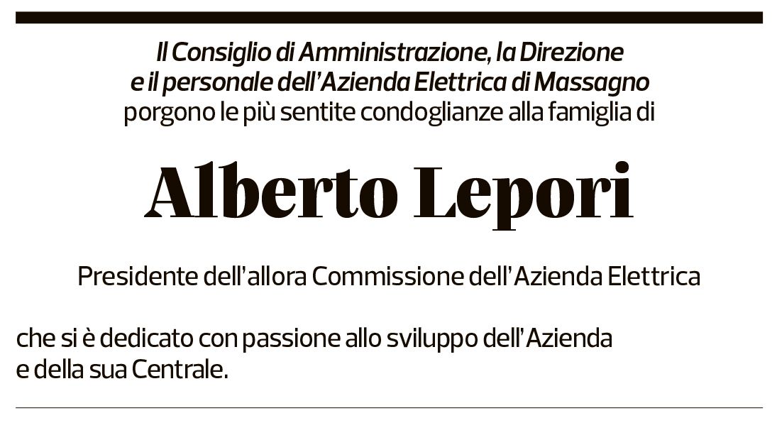 Annuncio funebre Alberto Lepori