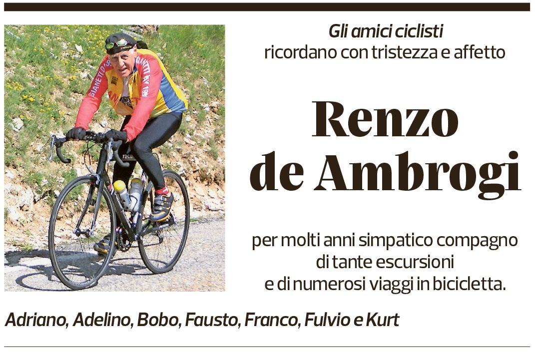 Annuncio funebre Renzo De Ambrogi