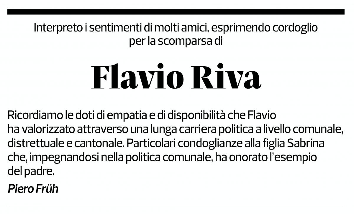 Annuncio funebre Flavio Riva