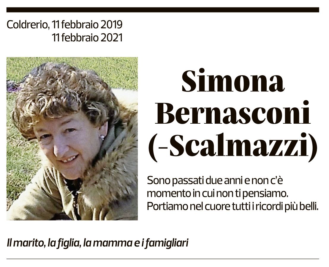 Annuncio funebre Simona Bernasconi-scalmazzi