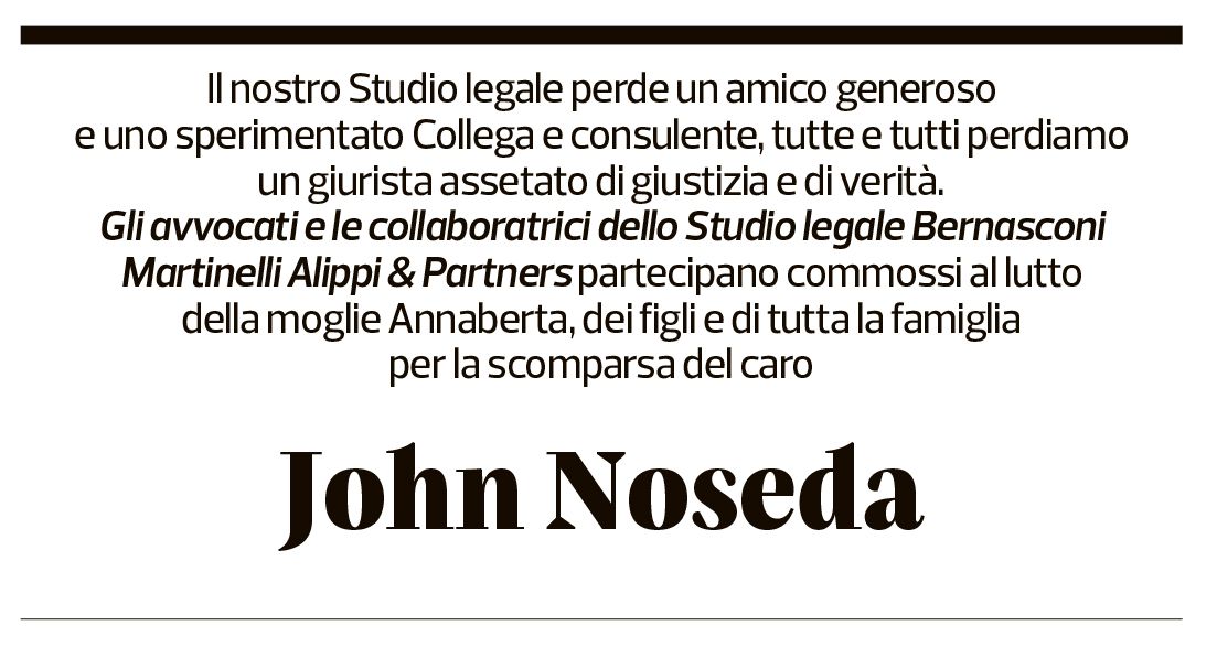 Annuncio funebre John Noseda