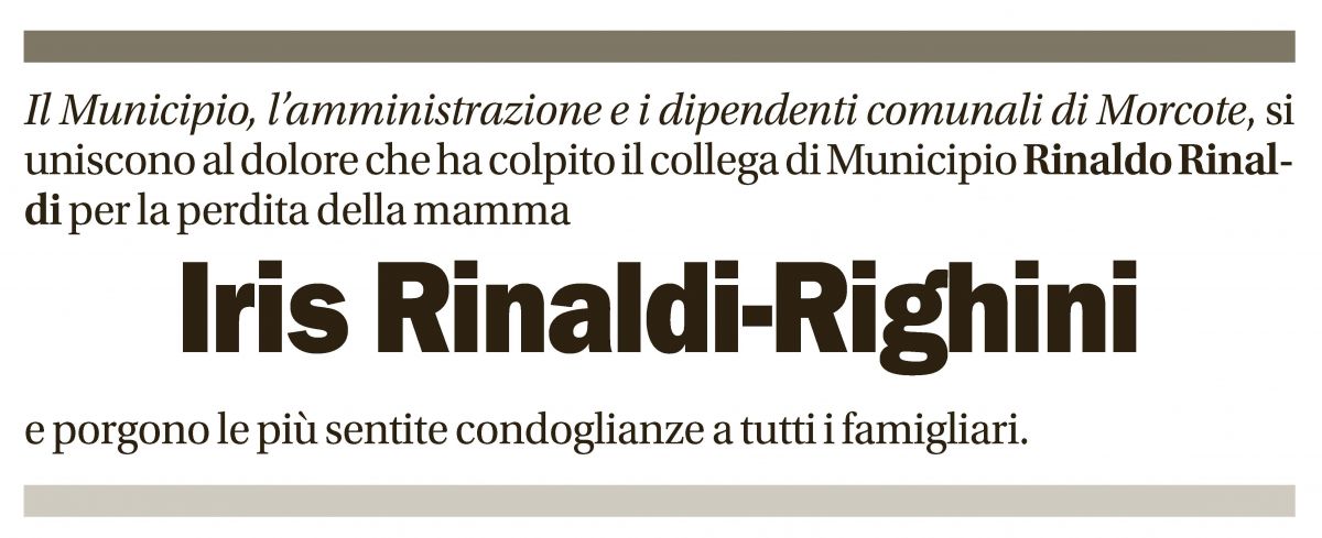 Annuncio funebre Iris Rinaldi-righini