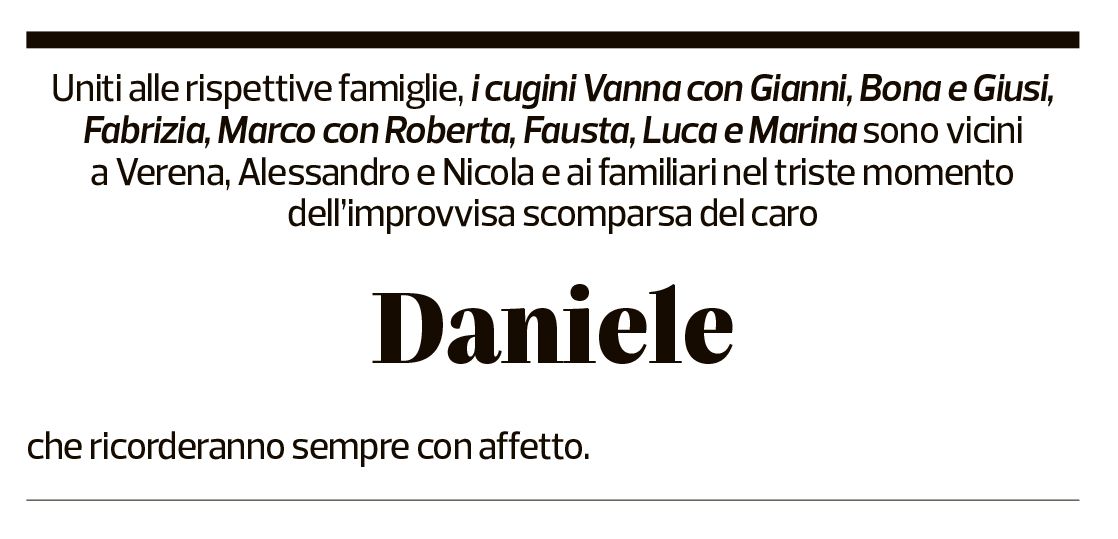 Annuncio funebre Daniele Giorgio Boni