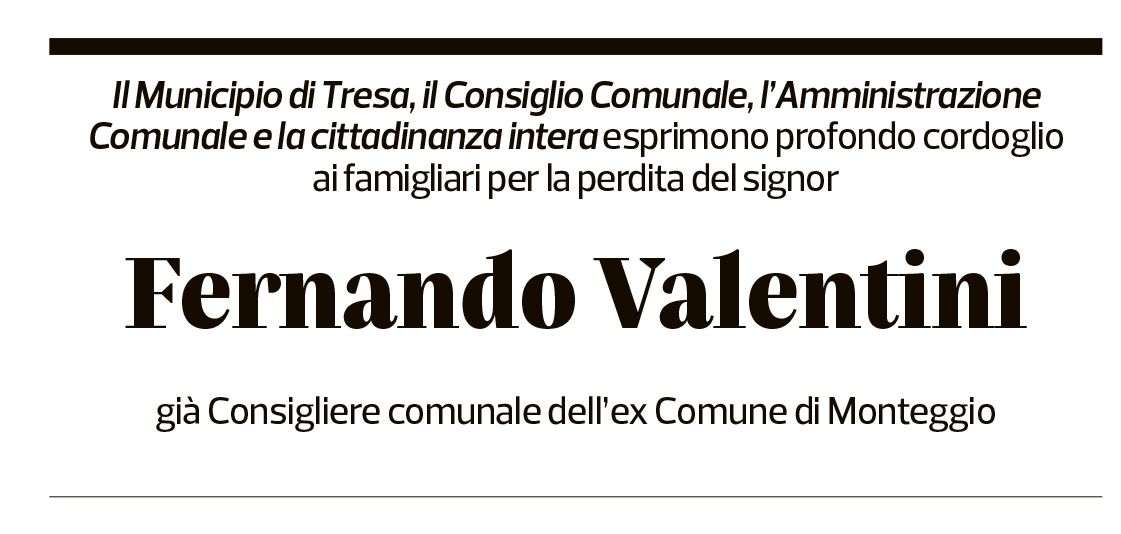 Annuncio funebre Fernando Valentini