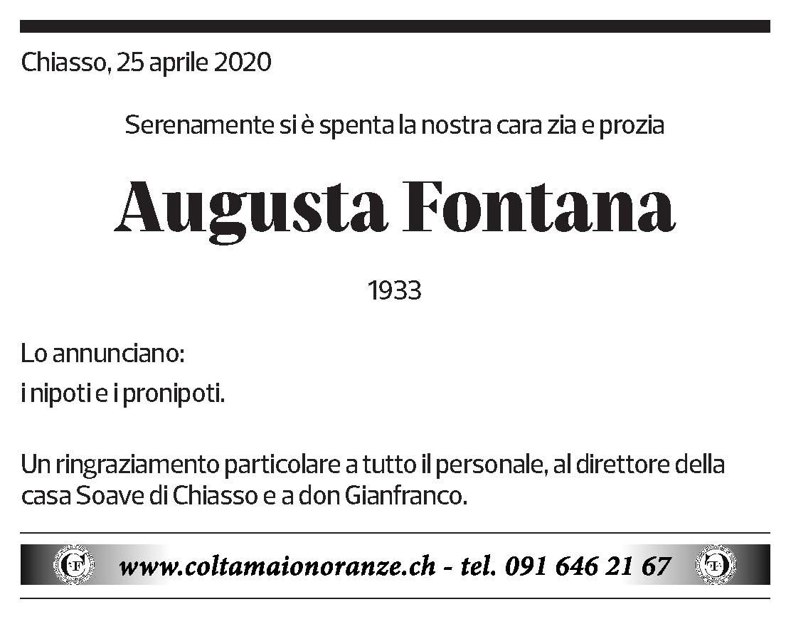 Annuncio funebre Augusta Fontana