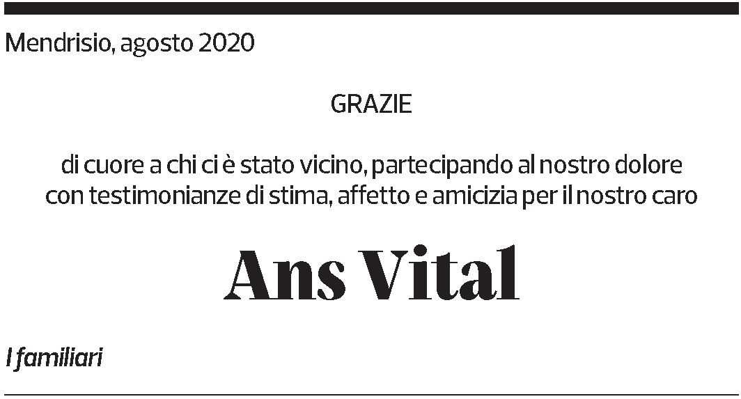 Annuncio funebre Ans Vital