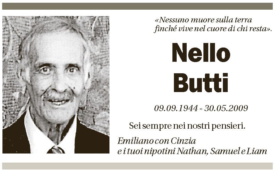 Annuncio funebre Nello Butti