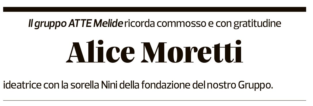 Annuncio funebre Alice Moretti