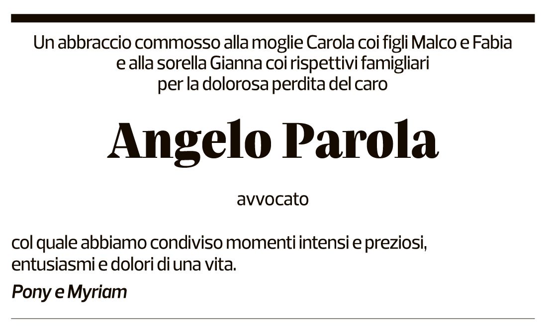 Annuncio funebre Angelo Parola