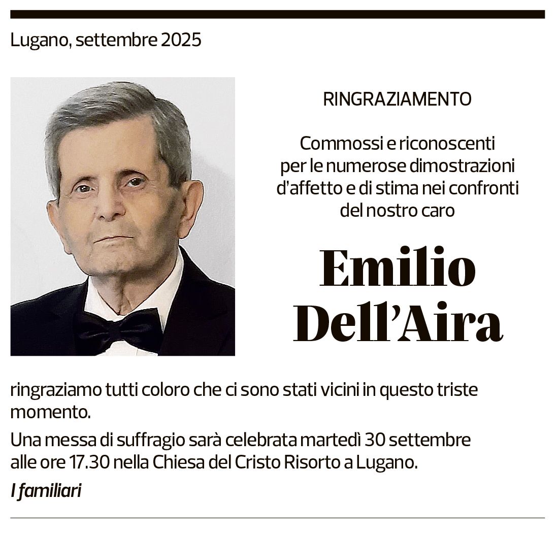 Annuncio funebre Emilio Dell'aira