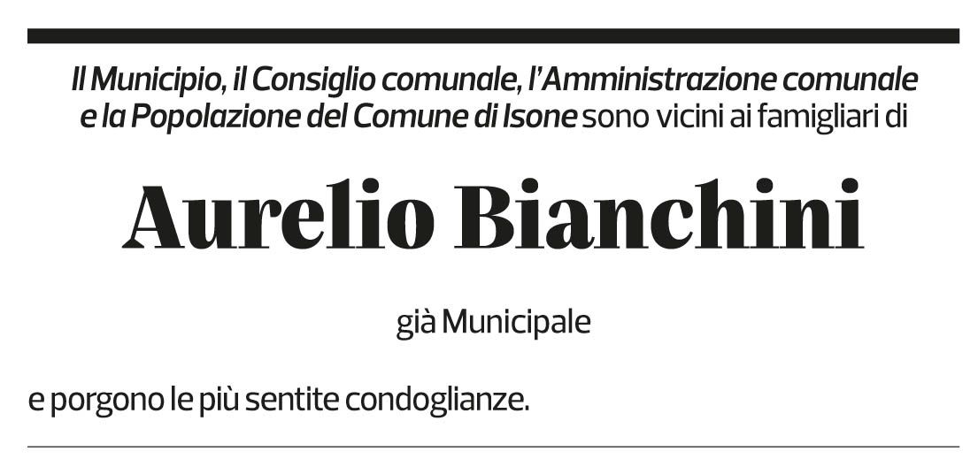 Annuncio funebre Aurelio Bianchini