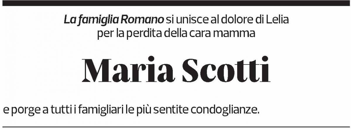 Annuncio funebre Maria Scotti