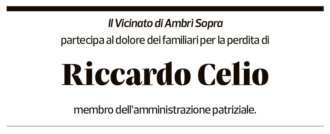 Annuncio funebre Riccardo Celio
