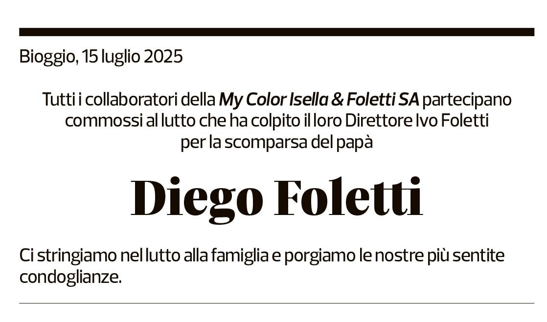 Annuncio funebre Diego Foletti