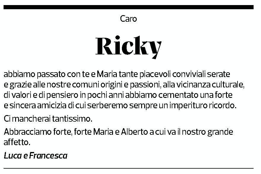 Annuncio funebre Riccardo Zanon