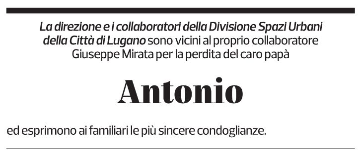 Annuncio funebre Antonio Mirata