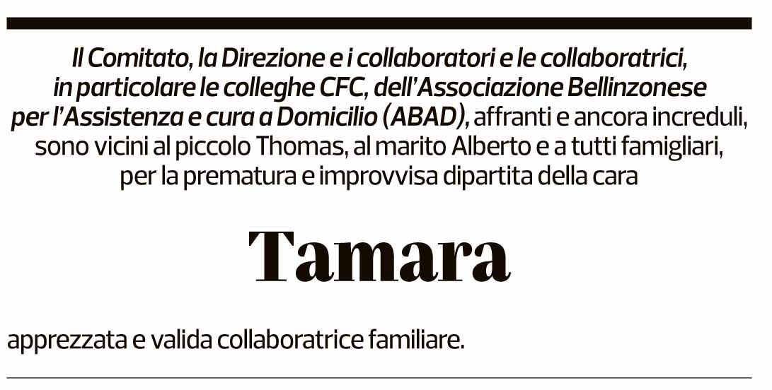 Annuncio funebre Tamara Ombelli Frey